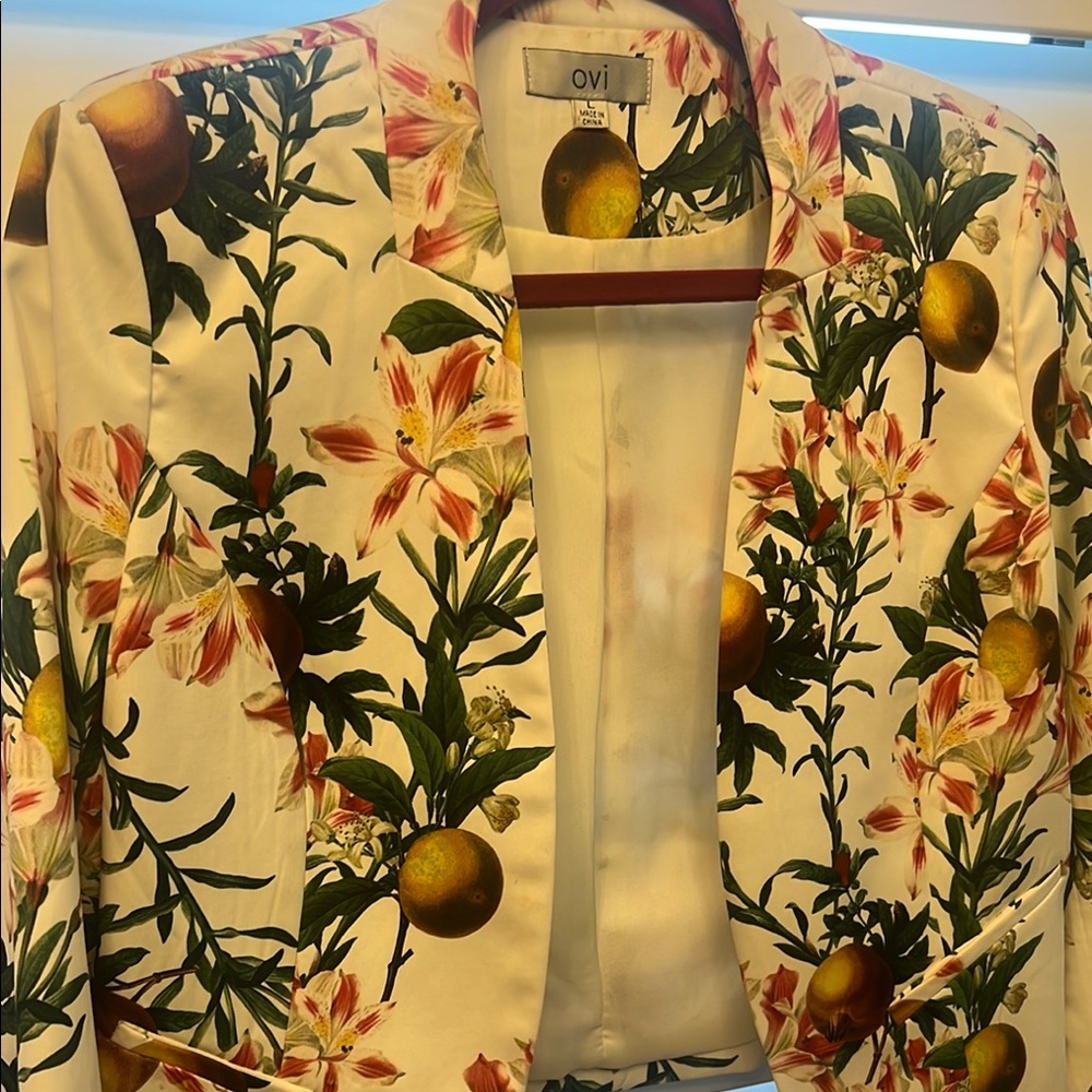 Ovi Women's Blazer - Floral White and Green